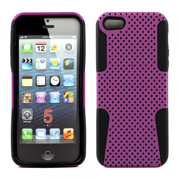 Wholesale iPhone 5S 5 Mesh Hybrid Case (Purple-Black)